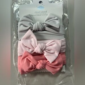 Cloud Island Pink and White Baby Headbands